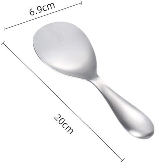 Rice Paddle Spoon Non- Stick Food Serving Spoon Stainless Steel Rice Spoon Kitchen Utensils for Home Restaurant Silver