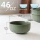 Ceramic Soup Bowls Pasta Salad Cereal Bowls 7 Inch Set of 4, 46oz Large Bowls for Kitchen, Dishwasher Microwave Oven Safe, Noodle Ramen Fruits Oatmeal Rice Green