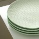 8in Ceramic Dessert Plates, Set of 4 - Salad Plates for Serving Dessert, Snacks, Pizza, Pasta, and Appetizers, Embossed Design, Solid Color - Green