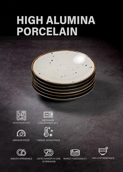 8.1" Ceramic Pasta Bowl, 26 oz Salad Bowl, Microwave and Dishwasher Safe, Sturdy and Stackable, 6-Piece Ceramic Dish and Plate Set