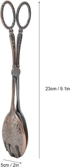 Stainless Steel Food Serving Small Tongs,Kitchen Utensils Multi Functional Clamp Non Slip Cooking Baking Bread Food Clip,Vintage Metal Food Tong (Red Copper Plating)